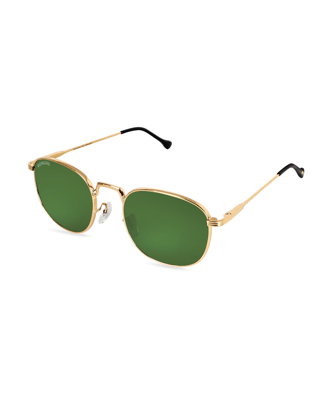 Green Glass and Gold Frame Round Medford Series Polarized Sunglasses - Royaltail