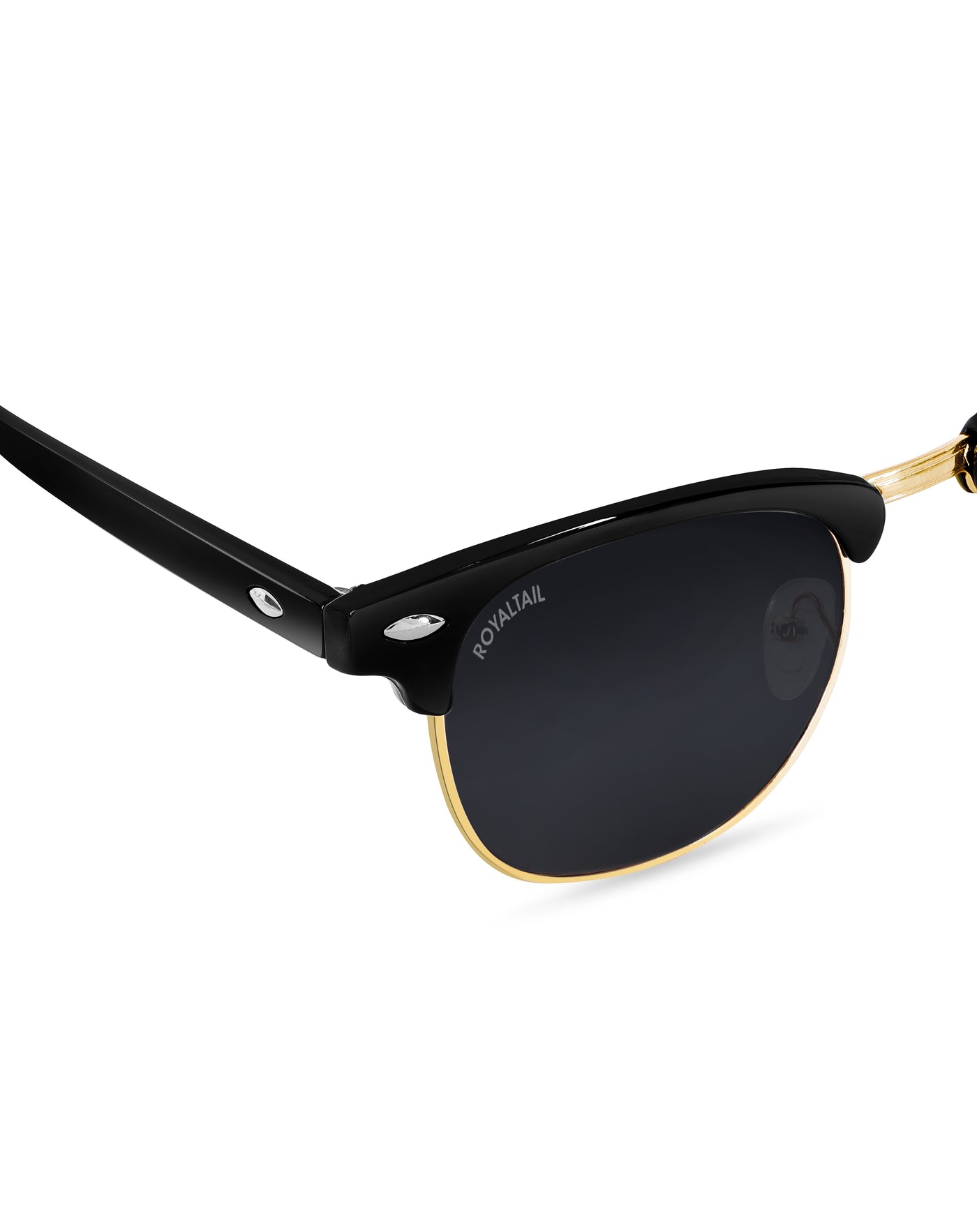 Black Glass and Gold Frame Rim Clubmaster Edition Sunglasses - Royaltail