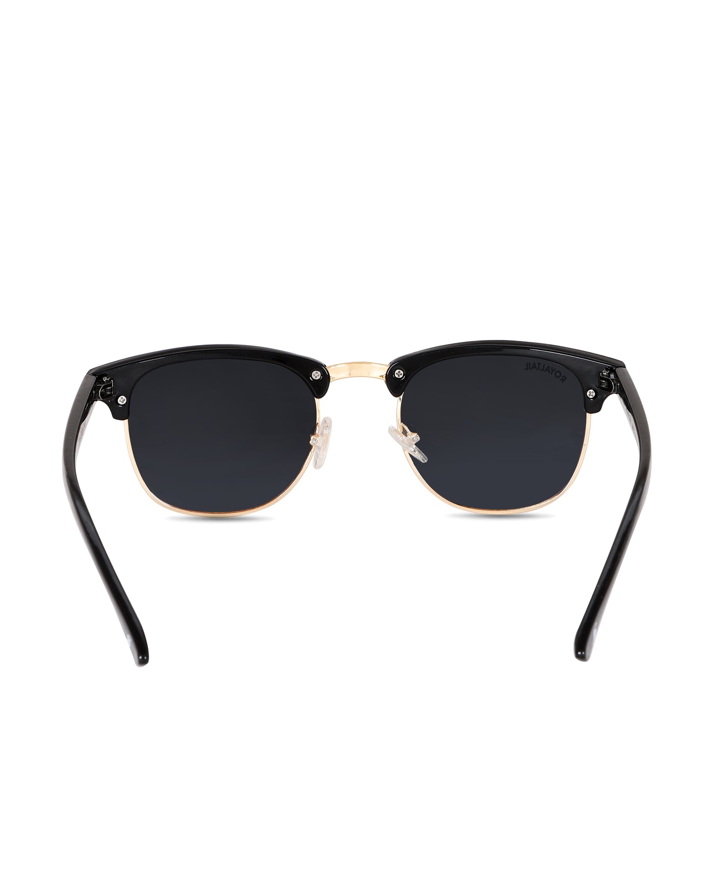 Black Glass and Gold Frame Rim Clubmaster Edition Sunglasses - Royaltail