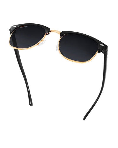 Black Glass and Gold Frame Rim Clubmaster Edition Sunglasses - Royaltail
