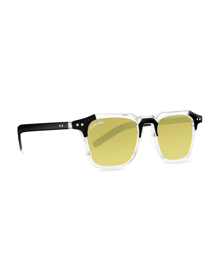 Black square sunglasses with yellow lenses, photo 10