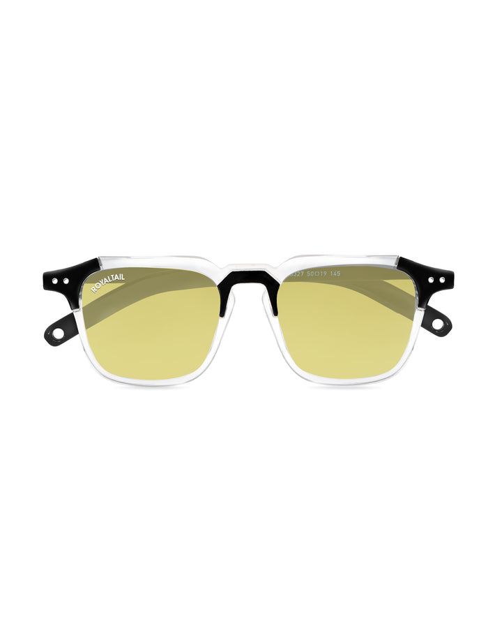 Black square sunglasses with yellow lenses, photo 4