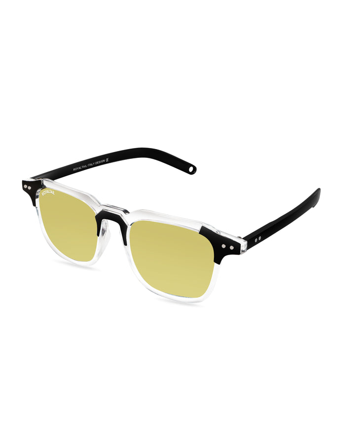 Black square sunglasses with yellow lenses, photo 5
