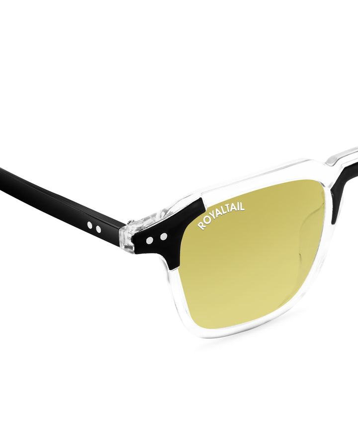Black square sunglasses with yellow lenses, photo 8