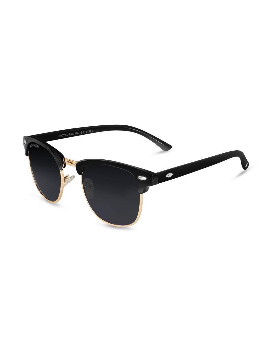 Gold browline sunglasses with black lenses, photo 11