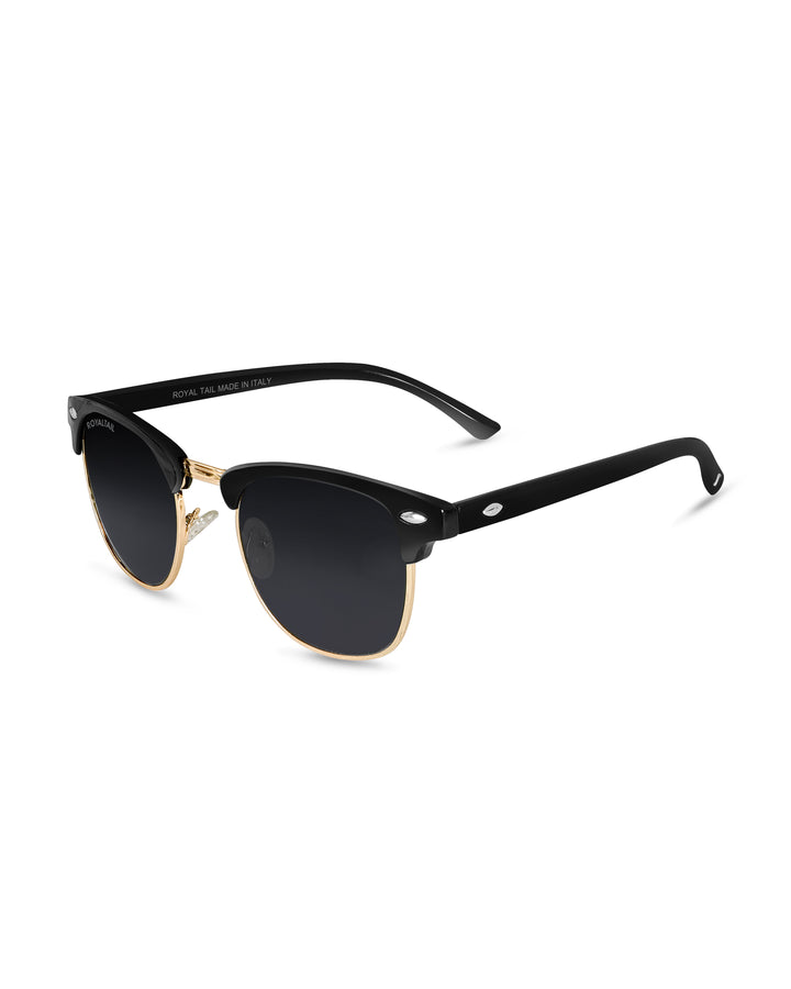 Gold browline sunglasses with black lenses, photo 11