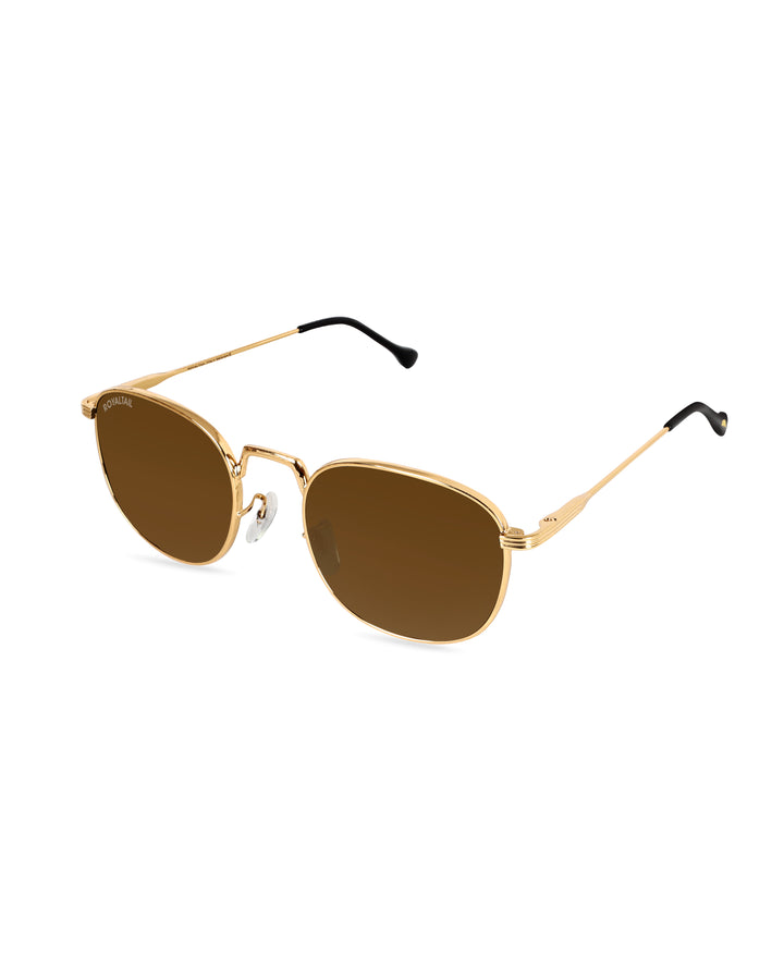 Gold round sunglasses with brown lenses, photo 4