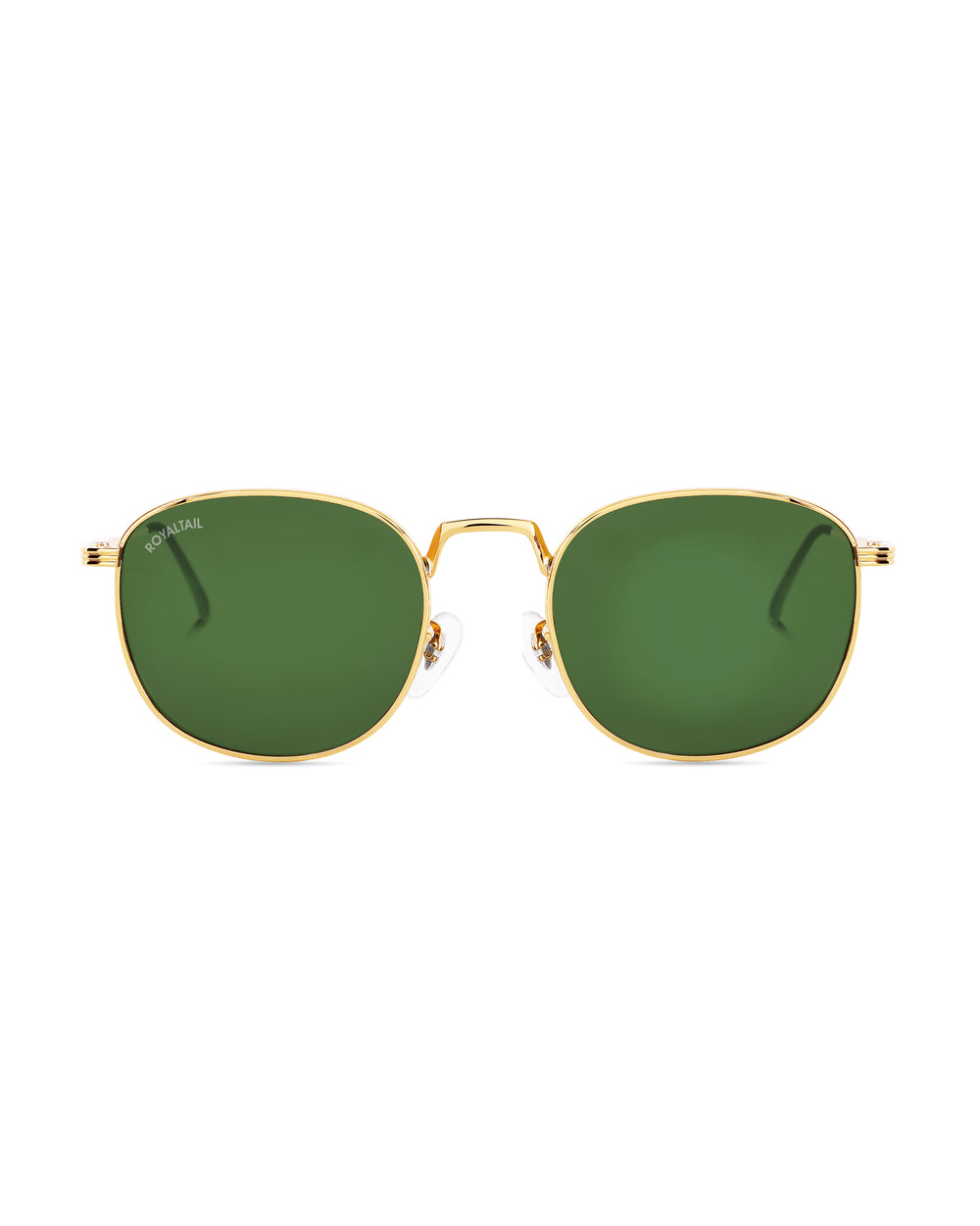 Round sunglasses for men and women, gold frame and green lenses