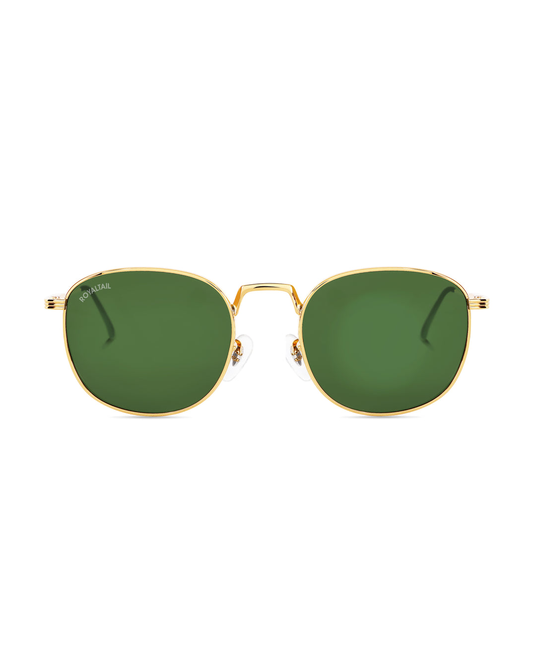 Round sunglasses for men and women, gold frame and green lenses